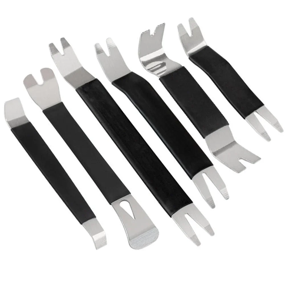Kit d'outils de démontage de garniture de porte automatique Portable, réparation de panneau Audio Radio de tableau de bord de voiture, outil de démontage de levier de retrait de métal 6 pièces