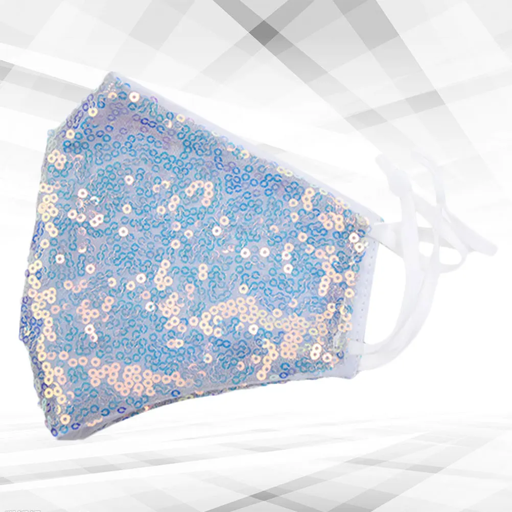 

1pc Fashionable Glitter Mask Washable Reusable Comfortable Shiny Design Breathable Medical Style Face Cover For Women