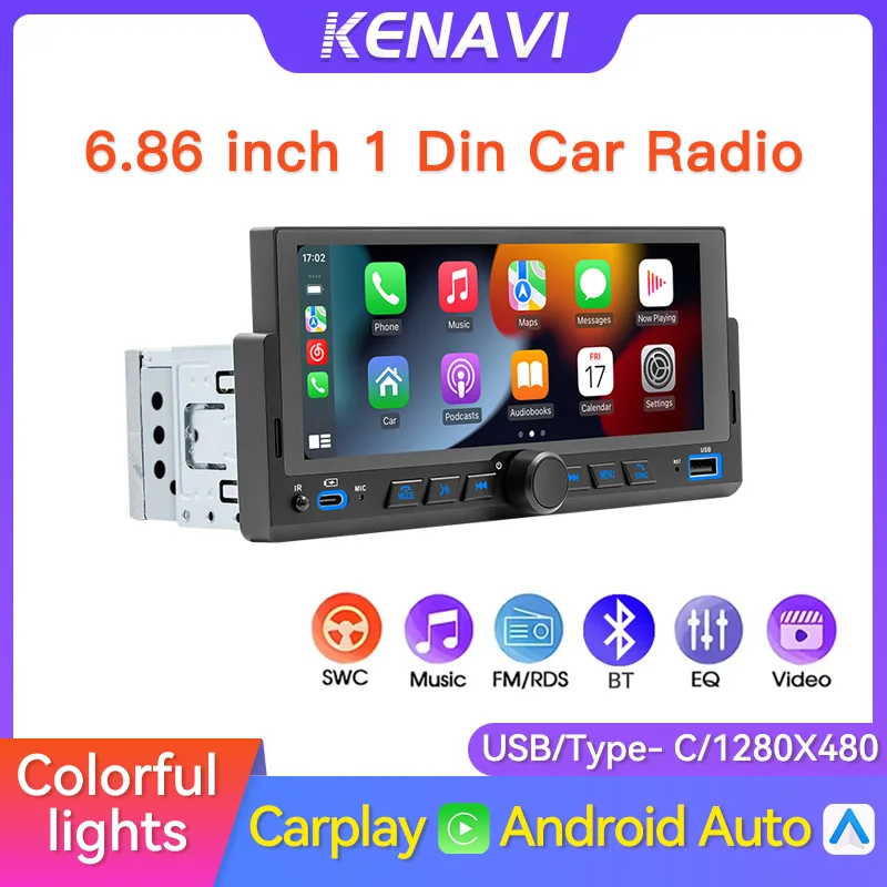 autoradio-1din-ips-686-pouces-avec-carplay-sans-fil-prise-en-charge-d'android-auto-usb-type-c-bluetooth-fm-rds-lecteur-mp5-60wx4-autoradio-universel
