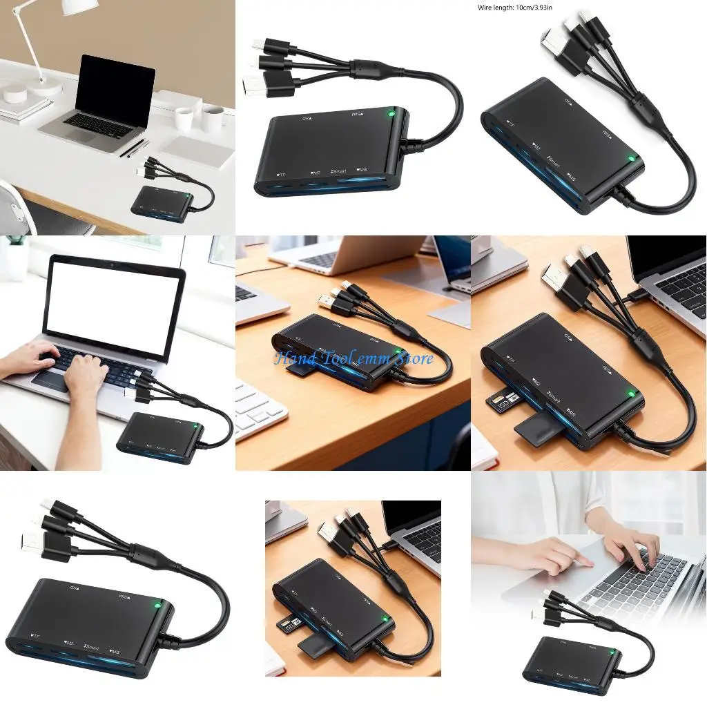 

H37F 6 in 1 Memory Card Reader USB/Type C Card Reader for MS Card Reader Adapter