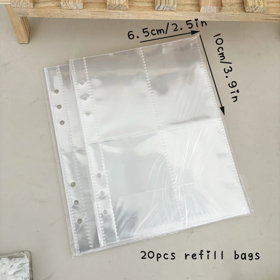 Sharkbang A5/Mini Crystal Binder Kartenbuch, 20 Stück doppelseitige Nachfüllbeutel, Loseblatt-Fotoalbum mit festem Einband, Postkarten-Organizer – Detail 7