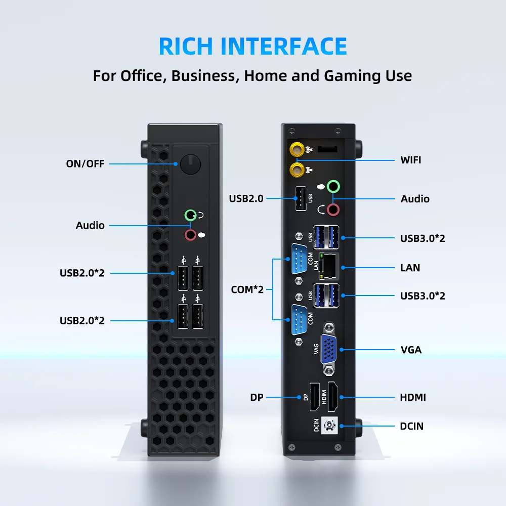 TexHoo Mini PC, Intel Core i5 13500H/12450H, 8/16 GB DDR4, 256/512 GB NVMe 3.0 SSD, WiFi, BT, Windows 11 Pro, Computer da gioco ITX