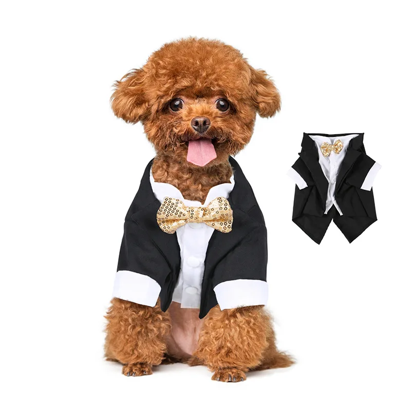 

Handsome Cat Dog Party Suit Clothing Solid Fashion Pet Jacket for Cats Small Dogs Wedding Birthday Partying Clothes Costume