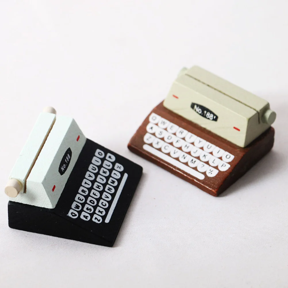 Mini Schreibmaschine Mini Haus Schreibmaschine Vintage Home Office Retro Requisiten Holz Modell Miniatur Möbel Haus Drucker Foto