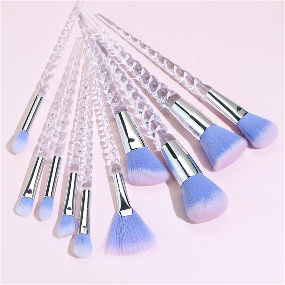 10pcs Makeup Brushes Set Glitter Shinng Crystal Cosmetic Beauty Powder Brush Concealer Eye Shadow Complete Makeup Kit Tool Women