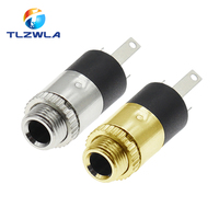 5PCS 3.5MM Cylindrical Socket PJ-392 Stereo Female Socket Jack With Screw 3.5 Audio Video Headphone Connector PJ392 GOLD PLATED
