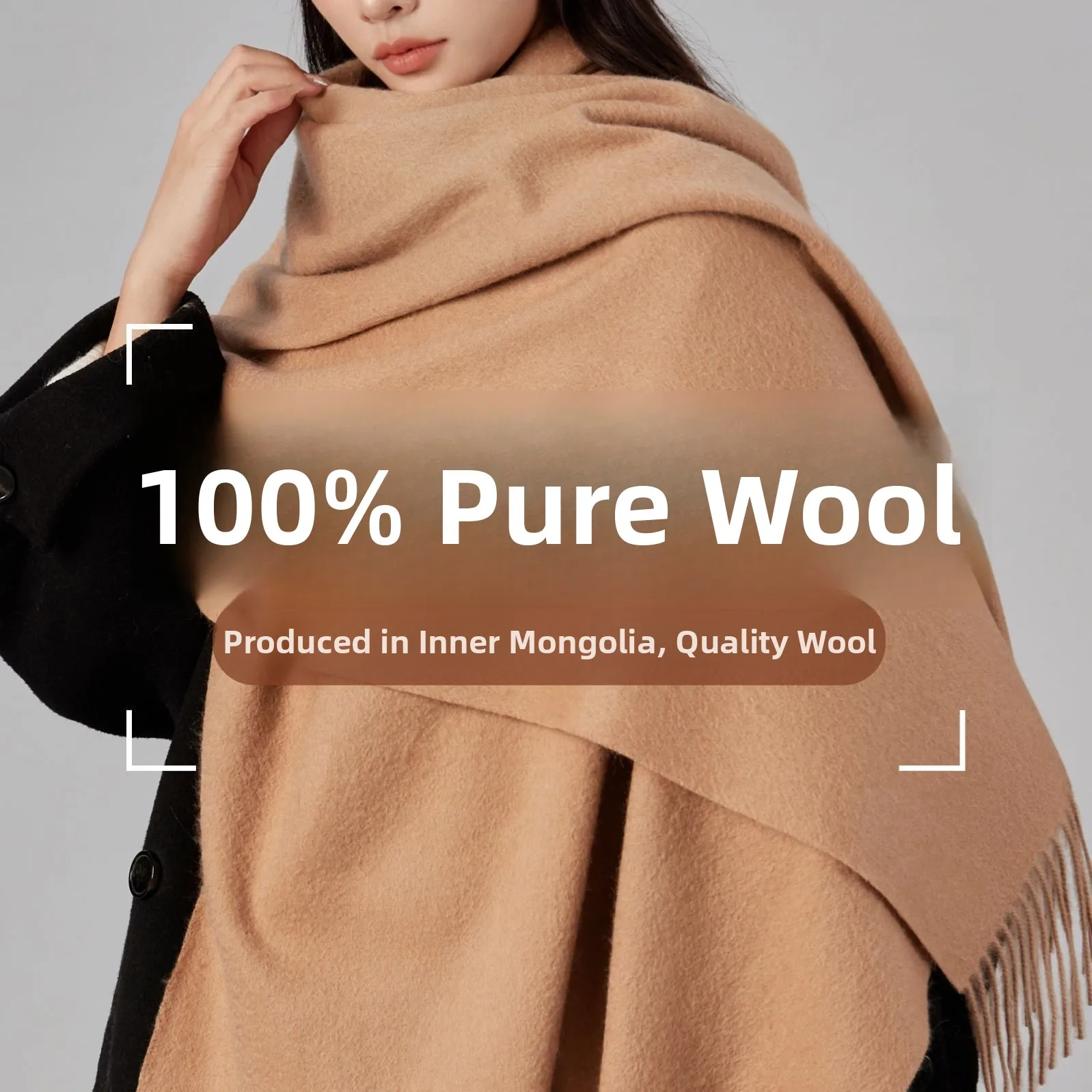 

Ele Large Size Woolen Scarf for Women Faionable Winter Warmth awl Simple Match Busin Sle Tassel Detail Chinese Made