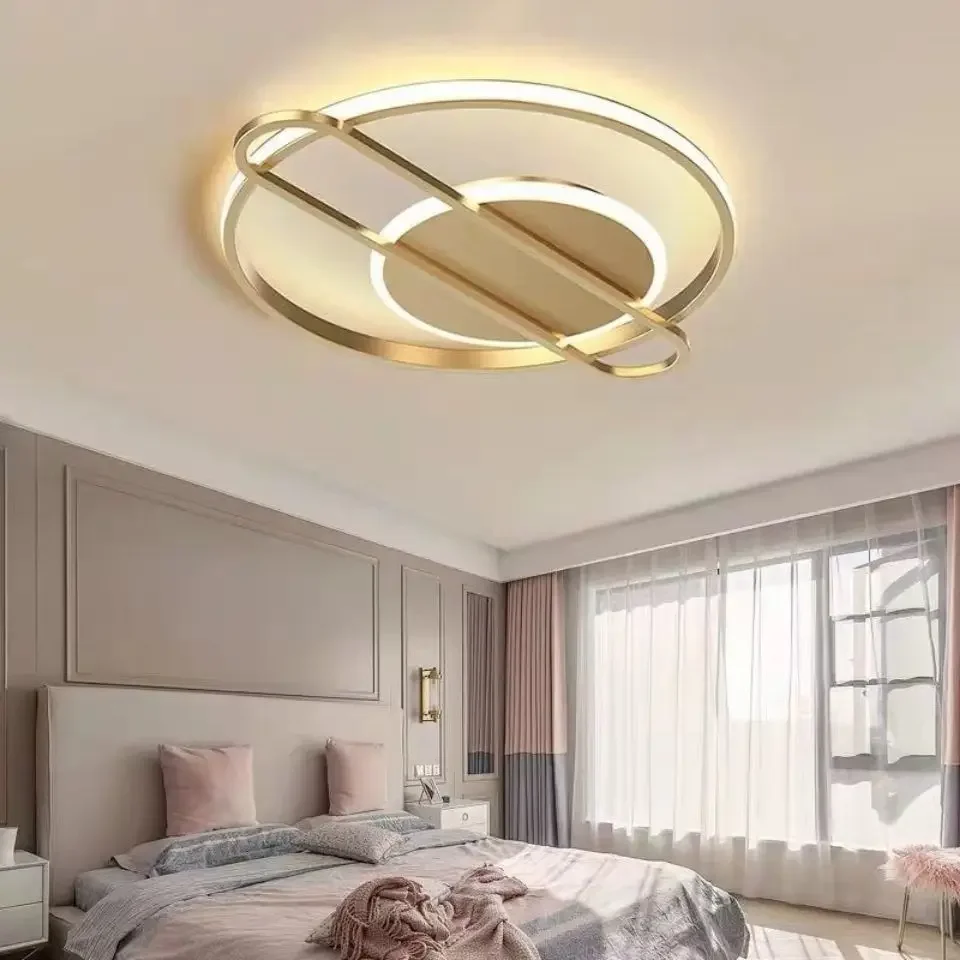 

Simple modern led ceiling lamp Nordic master bedroom kids room home modern golden metal round ceiling lights indoor decoration