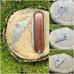 1 Pcs Handmade Damascus Powder Steel Atypical Blade for 58mm Victorinox Swiss Army Knife SAK DIY Accessories