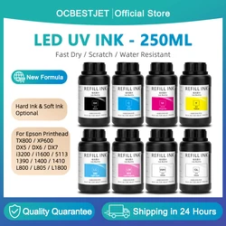 250ml UV Che Cura di Inchiostro Per Epson XP600 TX800 XP-600 TX-800 L800 L805 L1800 R290 R300 1390 1400 1410 1430 DX5 DX7 DX10 Stampante UV
