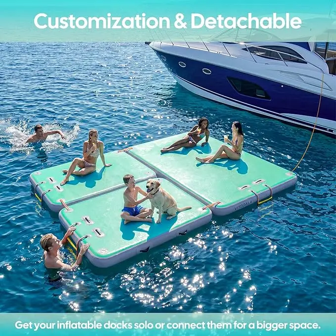 Inflatable Floating Dock Lake Swimming Platform Floating Mat Lake Paddle Boat Beach Ocean Island Raft Mat Non-slip Surface