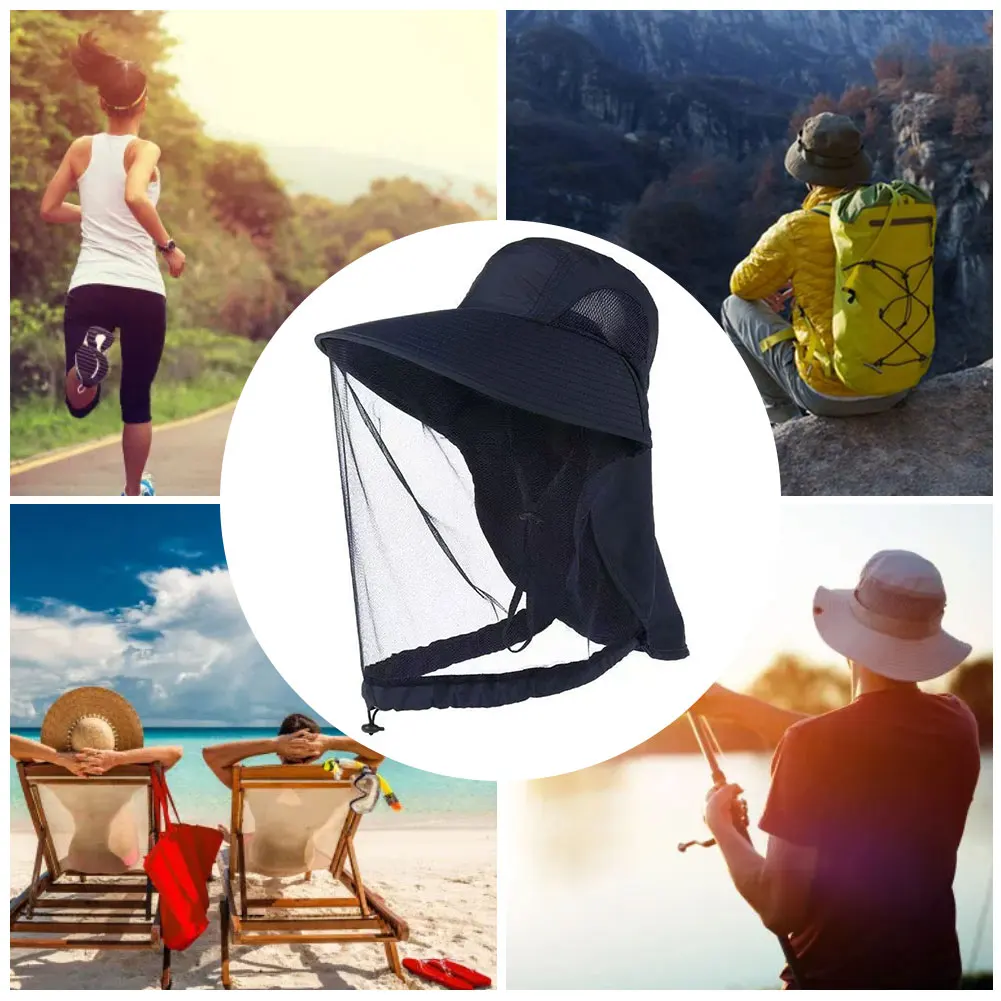 

Уличная шляпа с москитной сеткой для головы, сетчатая рыболовная шляпа с шейным клапаном, шляпа сафари для пчеловодства, пешего туризма, мужчин и женщин