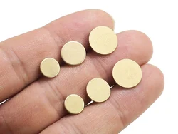 100pcs Round Brass Tags, Round Brass Findings, 8x1mm, 10x1mm, 12x1mm, Blank Brass Stampings, Jewelry making R2162