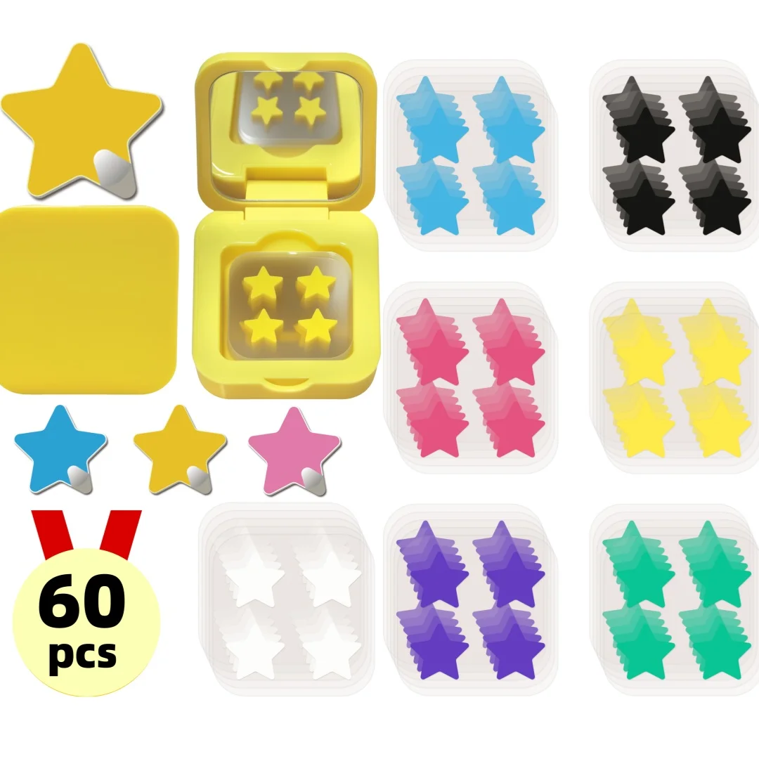 60 قطعة من ملصق حب الشباب على شكل نجمة صغيرة محاصر خفيف وغير مزعج، مع مرآة صغيرة محمولة. #1