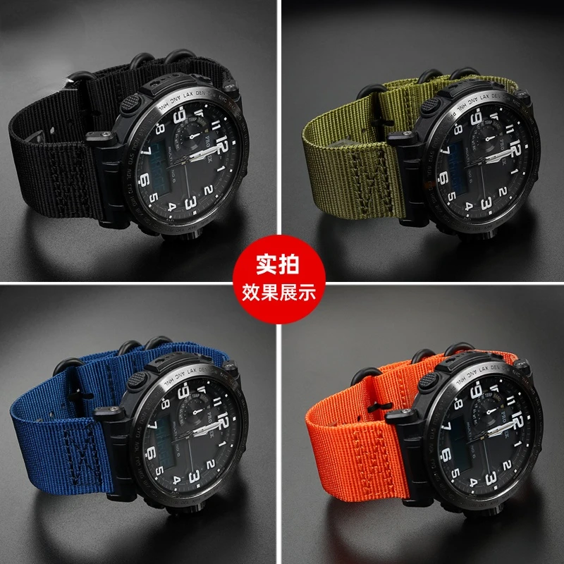 For Casio PRG-600YB PRG-650 PRW-6600 GA2000 Nylon Strap Sport Waterproof Wristwatch Band A modified Nylon Canvas Watch Band 24mm