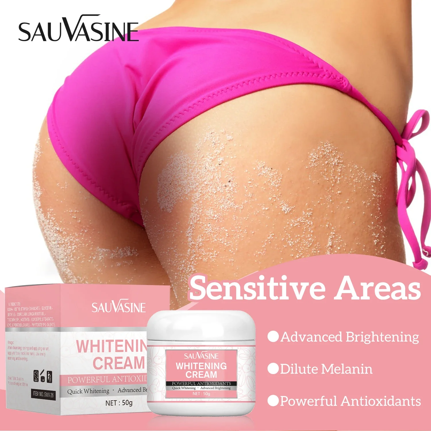 

50g Whitening Body Cream Intimate Private Parts Underarm Lips Nipple Anal Bleaching Butt Knee Brighten Remove Melanin Skin Care