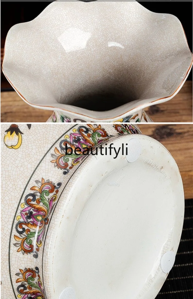 Jingdezhen ceramics, antique official kiln split crack vase, living room study bedroom home decoration