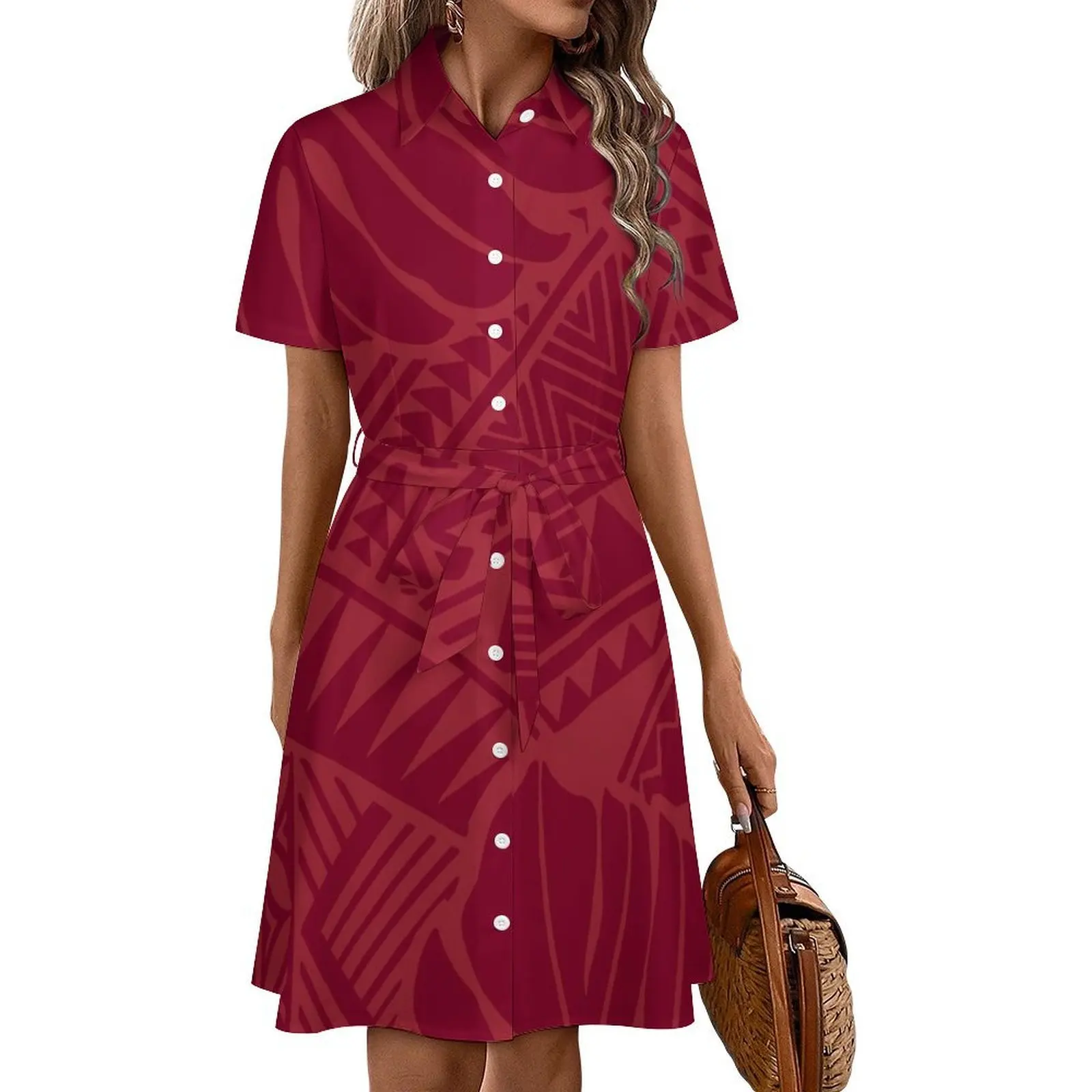 Pacific Island Art Print sur mesure polynésien femmes été tissu doux de haute qualité décontracté femmes à manches courtes chemise robe