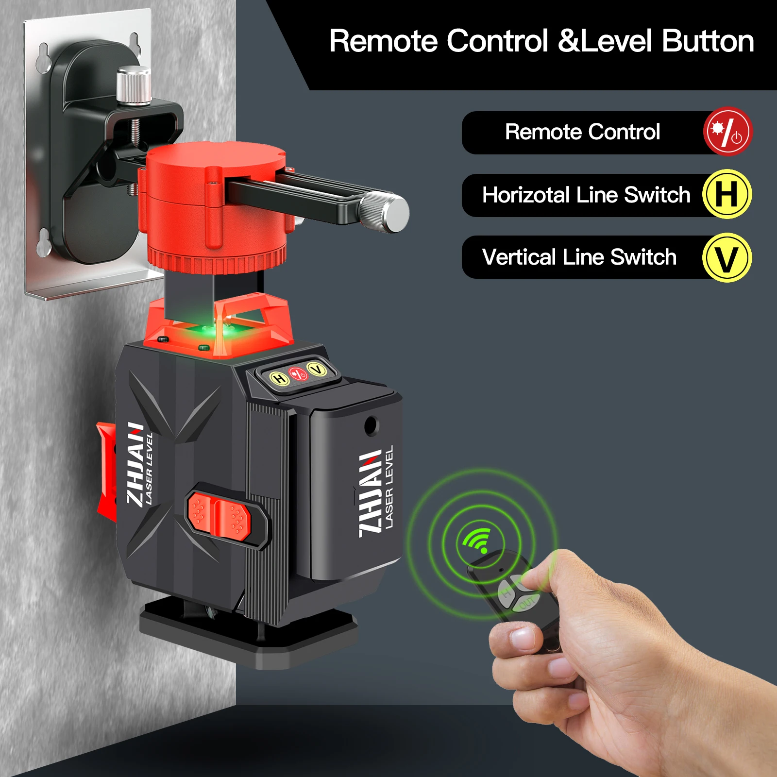 

16 Lines Laser Level Self Leveling,4x360° 4D Cross Laser Level,2 Rechargable Li-ion Battery,Green Laser Levels Used ure