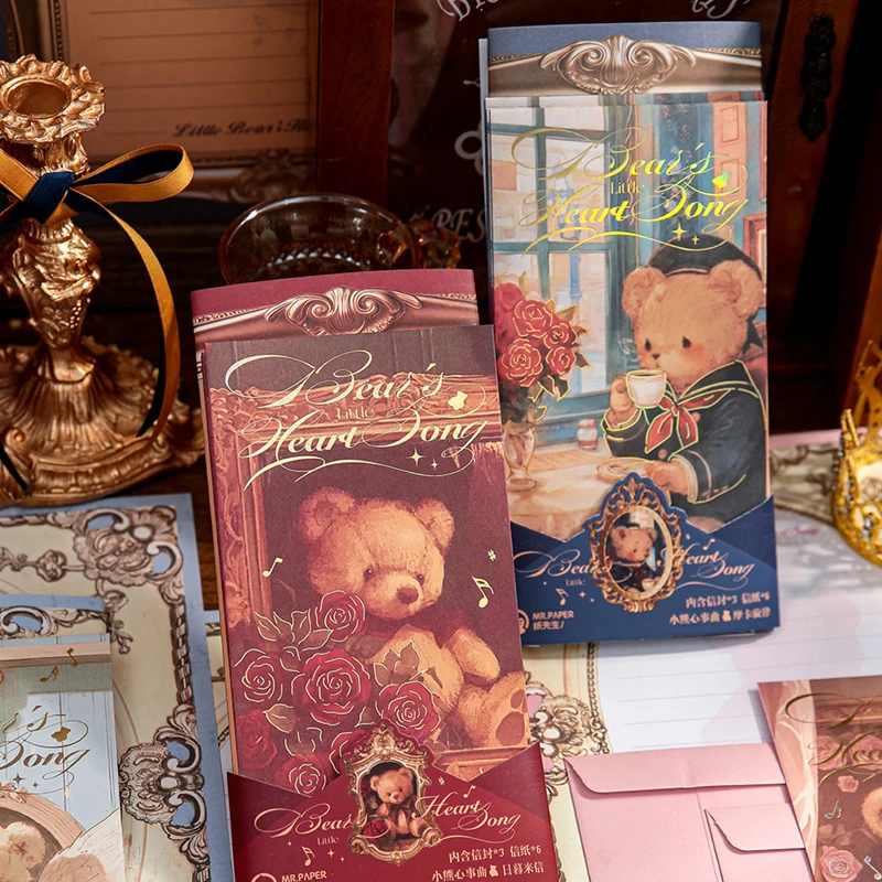 

36pcs bear heart song series letter paper envelope set DIY holiday message blessing love letter romantic letter creative gift