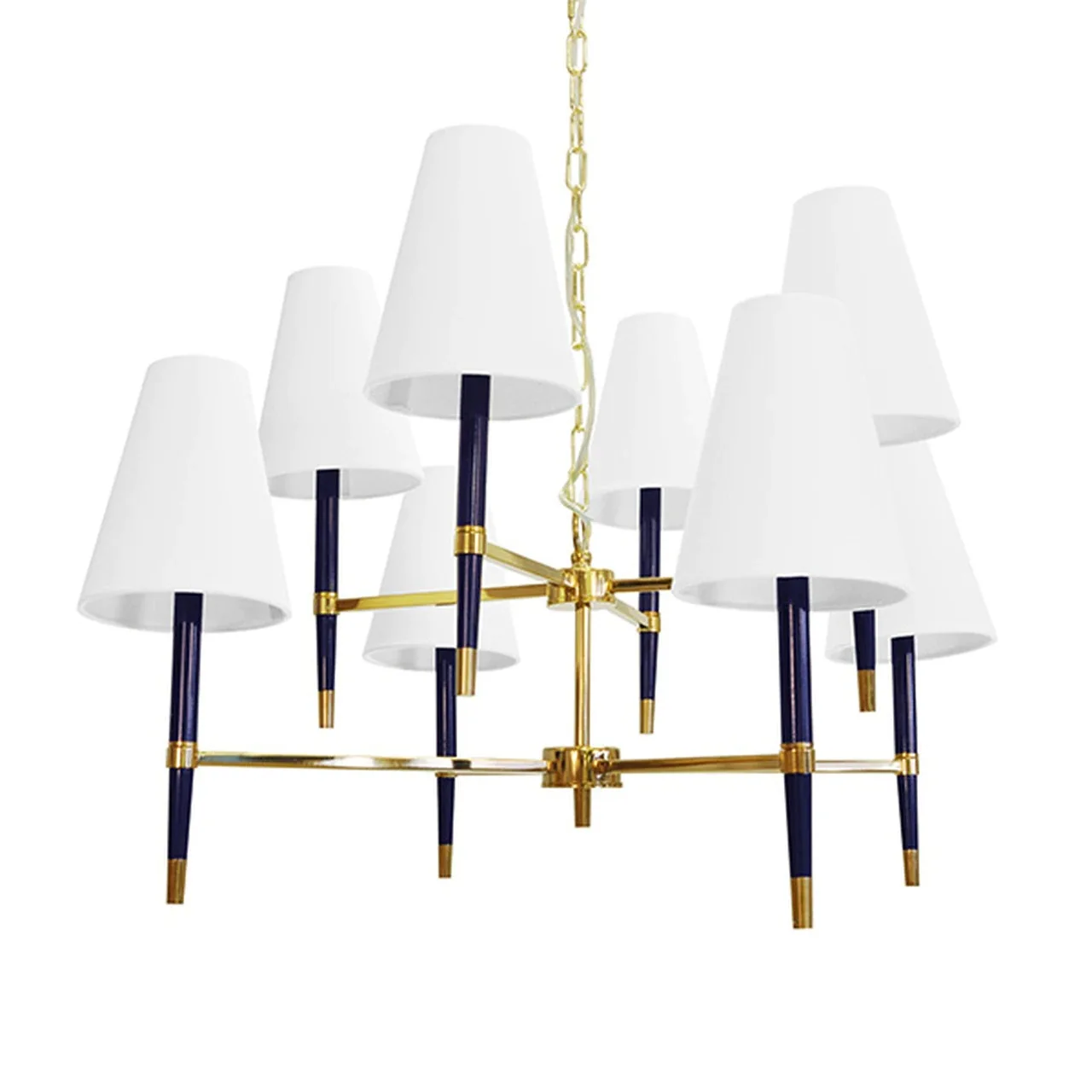 

American light luxury titanium cone linen lampshade chandelier cone tube chandelier soft decoration design restaurant chandelier