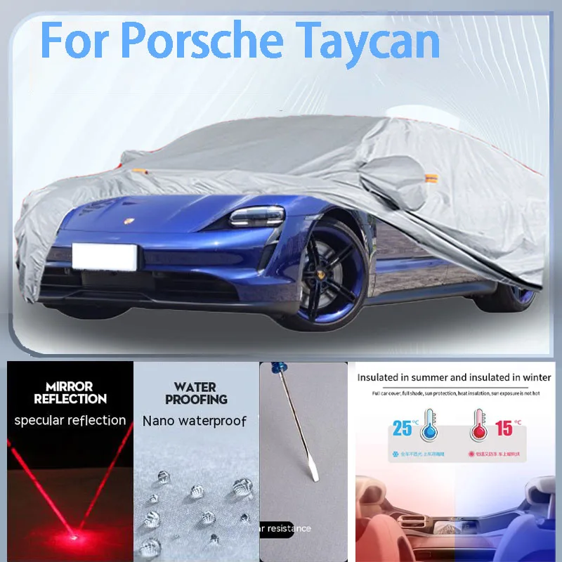 For Porsche Taycan  Full  Car cover with UV protection and Winter Insulation roles,Rainproof,Snowproof Ati-frost properties.