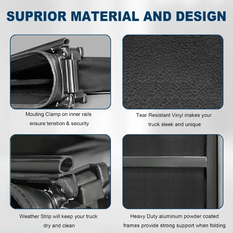 غطاء سرير شاحنة ناعم رباعي الطي من MOSTPLUS لـ 20042015 Nissan Titan Fleetside 5.5 FT67 بوصة 4 أضعاف على تصميم علوي متين #4