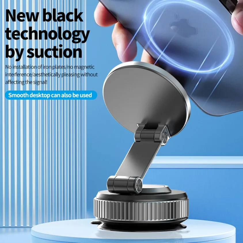 Foldable Car Magnetic Phone Holder 360° Rotation Desk Car Vacuum Suction Windshield Dashboard Mobile Holder for iPhone Samsung
