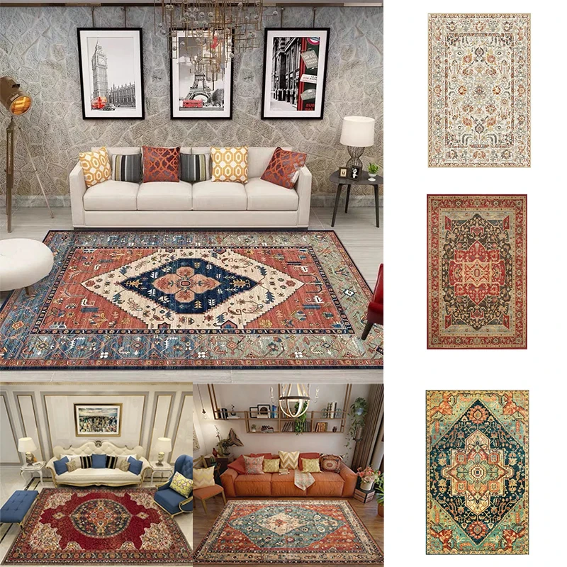 

Nordic and Easy-care Carpets for Living Room American Rugs for Bedroom Vintage Bedside Mat Moroccan Cloakroom Carpet Decorate