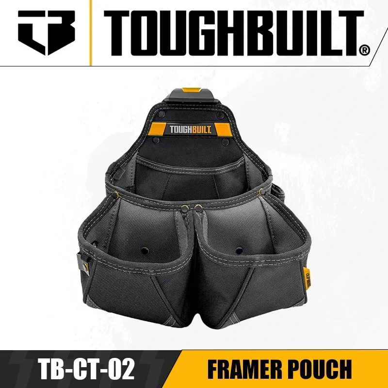 TOUGHBUILT TB-CT-02 Framer Pouch Dual-pocket Multifunctional Tool Belt Pouch + Hanging Hammer for Carpenters/molders