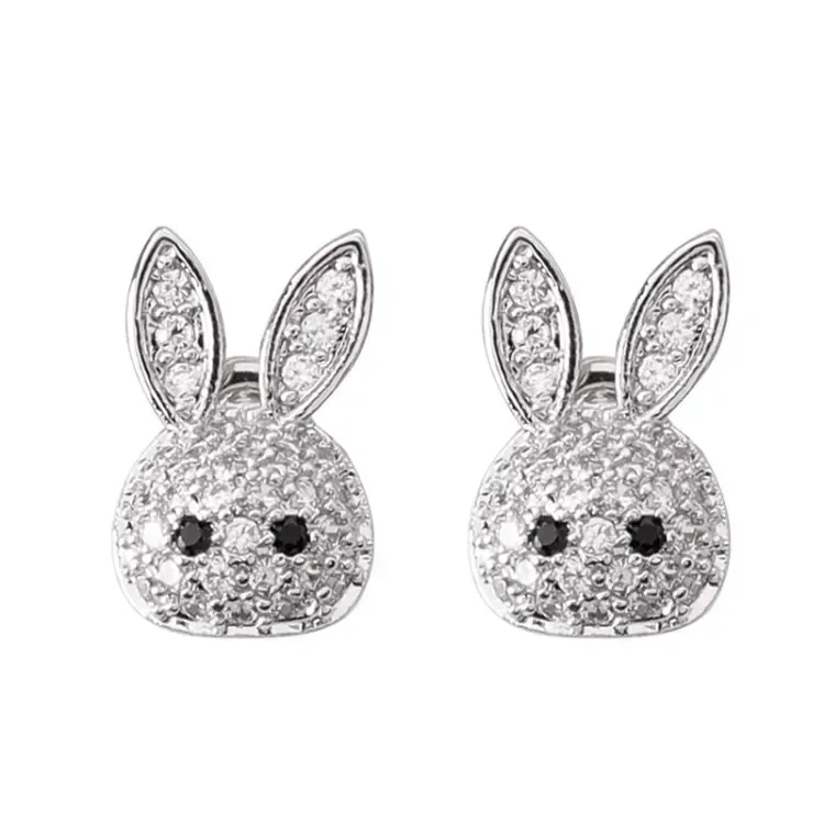 New Trendy Sale 925 silver pin small mini micro inlaid zircon rabbit earrings Crystal from Austrian Cute simple jewelry