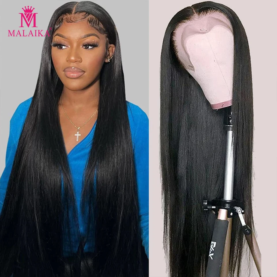 Peluca de cabello humano liso con encaje Frontal para mujeres negras, pelo Remy predespuntado con densidad de 250, 13x4, HD, 14-48 pulgadas