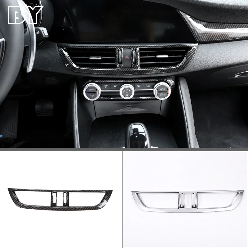 For Alfa Romeo Giulia 2017-2020 Car Accessories Carbon Fiber Interior Center Console Air Conditioning Vent Frame Trim