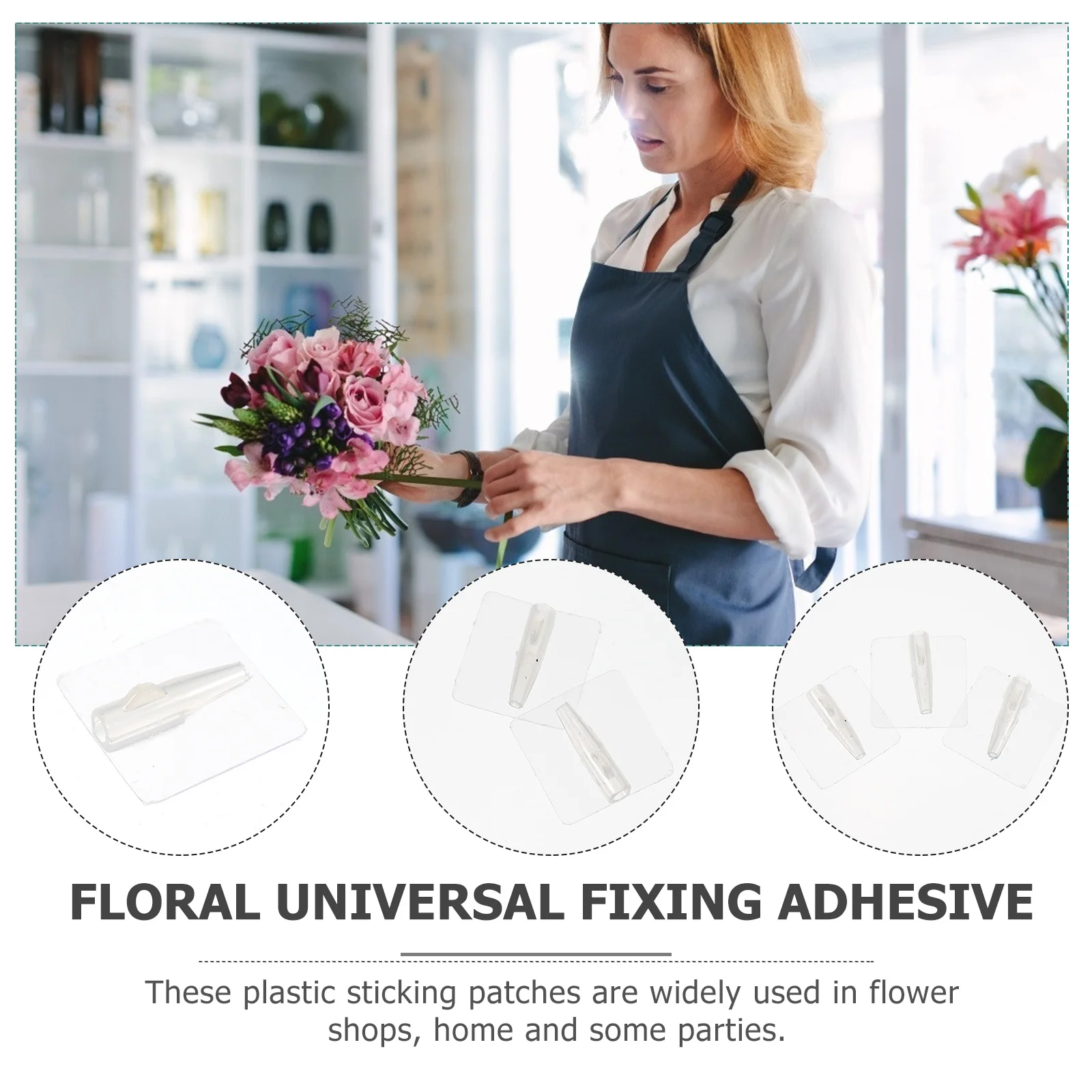 50 قطعة باقة مواد التعبئة والتغليف ذاتية الصنع ملصقات بلاستيكية لاصقة ثابتة غراء الأزهار زهرة متجر الملحقات متجر الزهور لتقوم بها بنفسك العرض #3