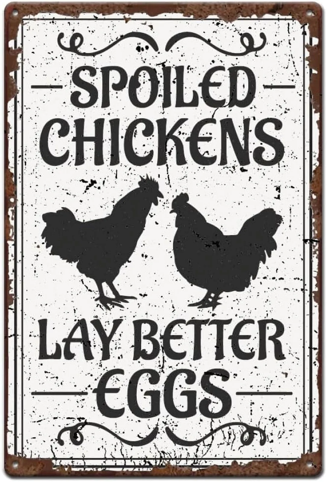 Farm Chicken Tin Metal Signs Home Décor 8x12 Spoiled Chickens Lay Better Eggs Fu