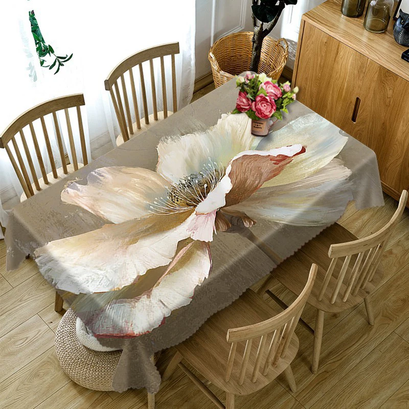 3D Tablecloth Diamond Butterfly Flower Pattern Washable Cloth Thicken Rectangular and Round Waterproof  Table Cloth for Wedding