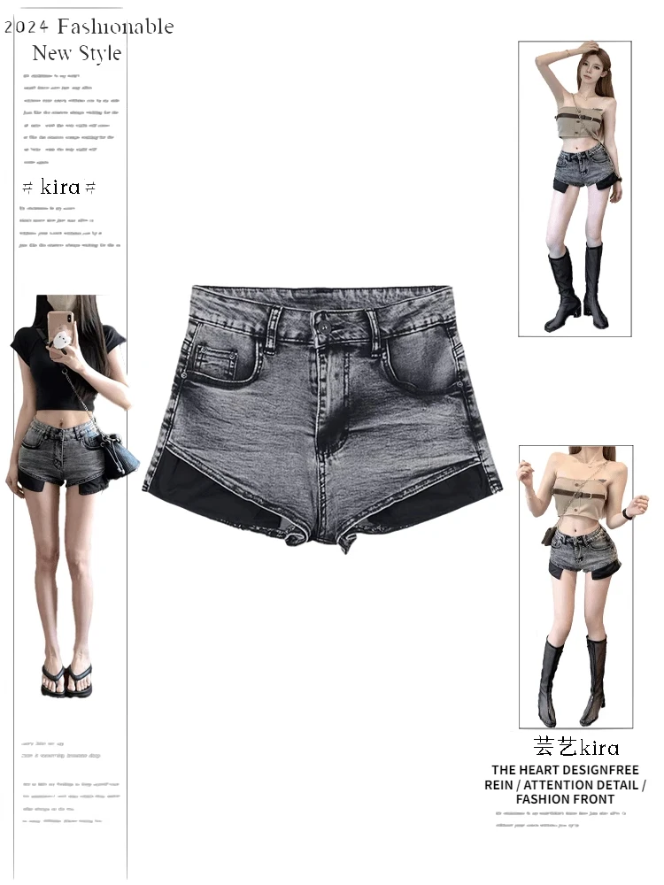 

Летние женские джинсовые шорты Dark Academia с низкой посадкой, японские джинсовые шорты Harajuku, ковбойские шорты 2000-х годов, Shoujo Kpop Tide Y2k, гранж, новинка
