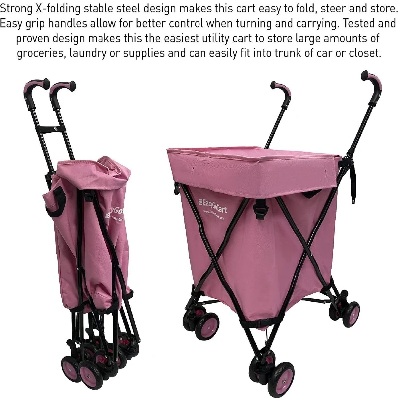 Folding Portable Shopping Cart with Wheels Stall Grocery Sundries Storage Basket Pull Trolley for Outdoor Camping and Traveling