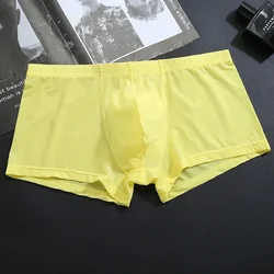 Men Boxers Ice Silk Thin Breathable Panties Bulge Pouch Boxer Seamless Underwear Solid Trunks Mens Calzoncillo Hombre