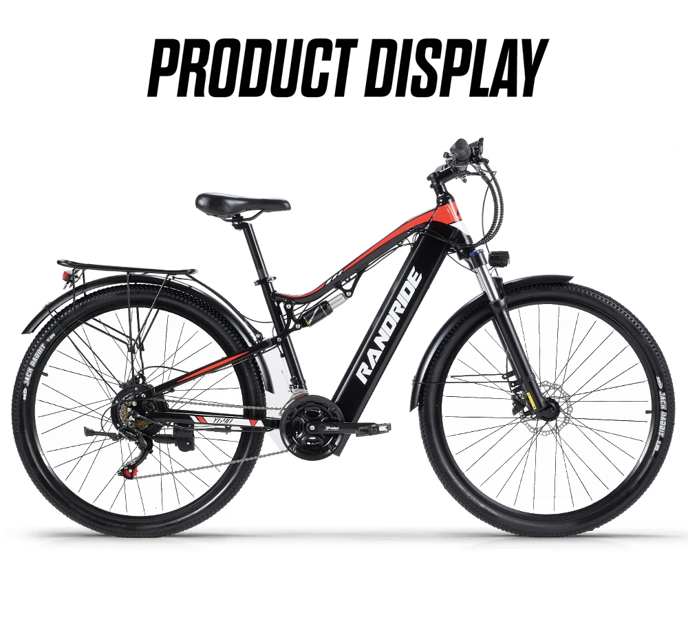 RANDRIDE YG90 Forerunner Elektro-Mountainbike, 1000W Motor, 29×2,1 Zoll All-Terrain-Reifen, Vollständige Vorder- und Hinterradfederung, SHIMANO Hydraulische Scheibenbremsen, 48V 17Ah Samsung