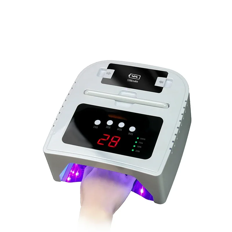 Removable lithium battery portable wireless charging ultraviolet LED gel nail lamp light therapy machine baking lamp dryer