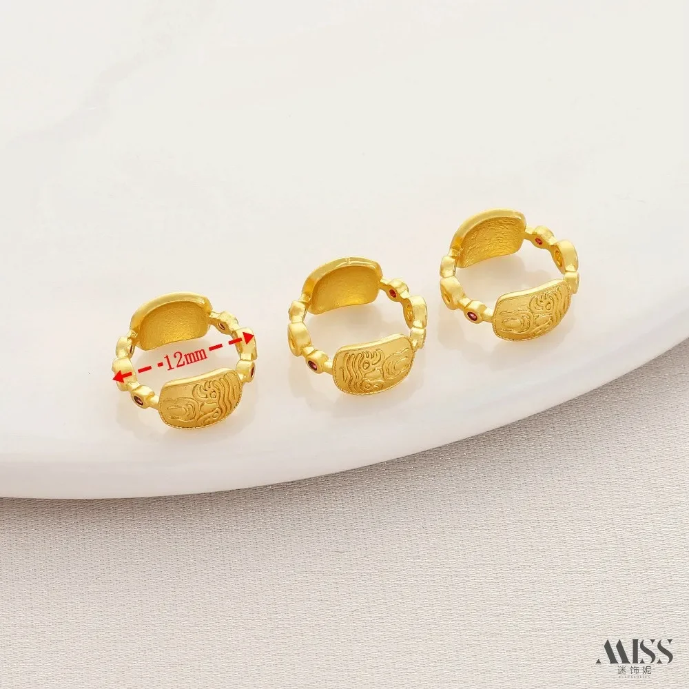 Matte Gold 18K Color Four-sided Peach Blossom Butterfly Bead Spacer Zakiram Wing Over Coil Running Ring DIY Jewelry Accessories
