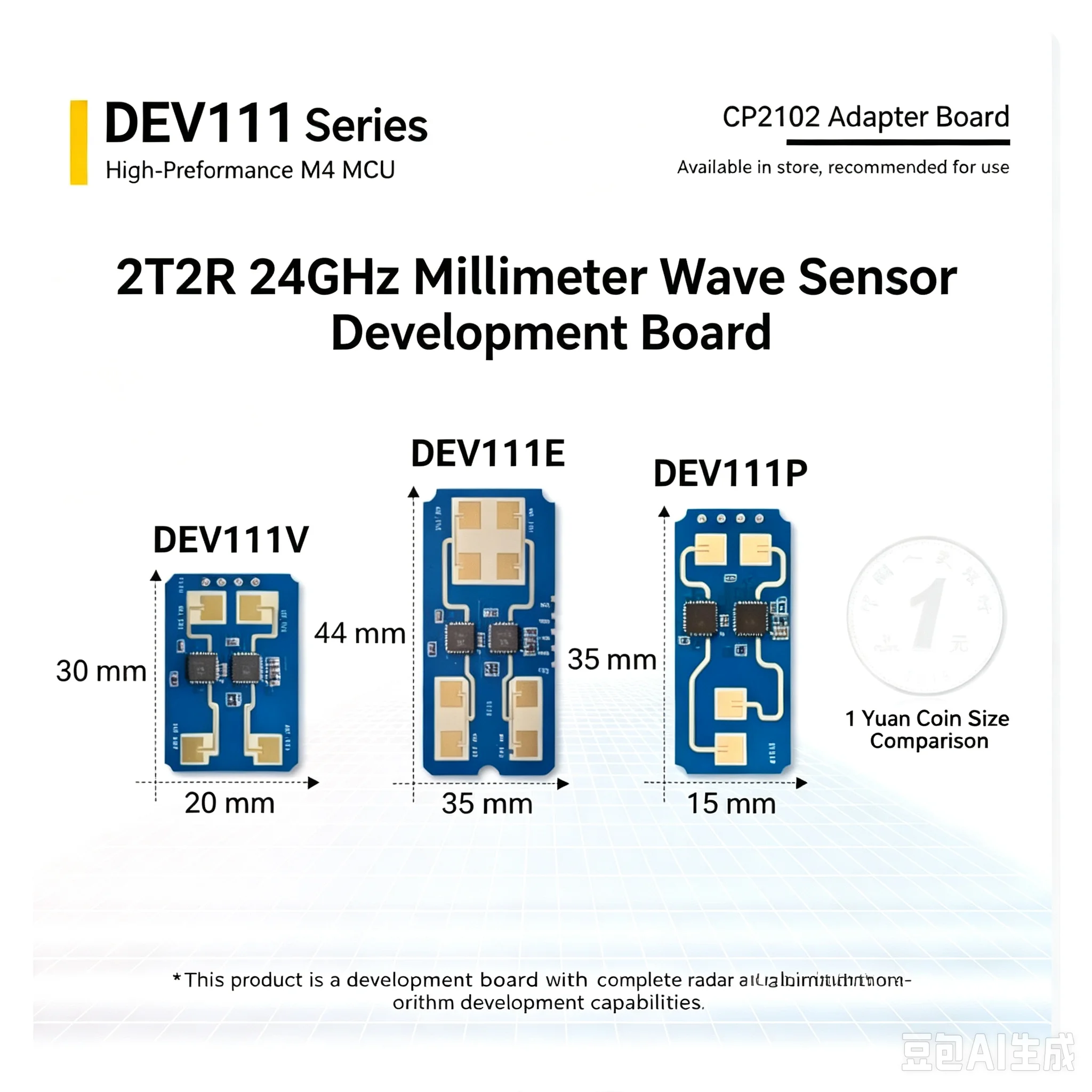1pcs DEV111 Series SilMicro Development Board 2T2R 24G mmWave Radar Sensor