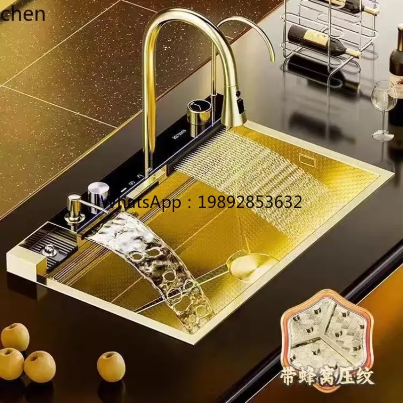 BB  Golden Whale Sink Raindance Double Waterfall Nano Large Single Stainless Steel Kitchen Household Vegetable Washing Basin