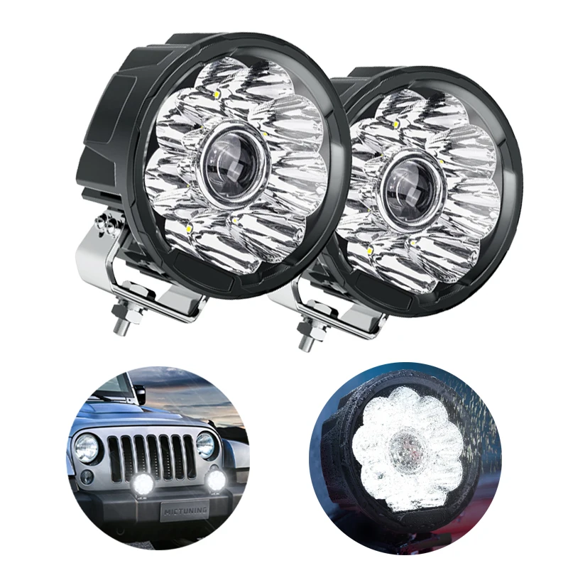 

MICTUNING 2PCS LED Work Light 5 Inch 70W Driving Fog Lights Waterproof Bright Amber Lamp For Off Road Truck ATV UTV 4x4 Boat