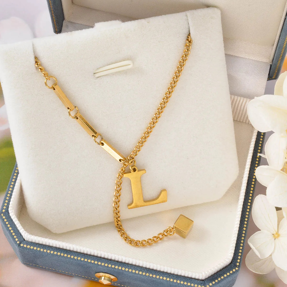 Stainless Steel English 24 Letters Chain Necklace Gift for Men Fashion Charms High Quality Pendants Women Gift for Friendship