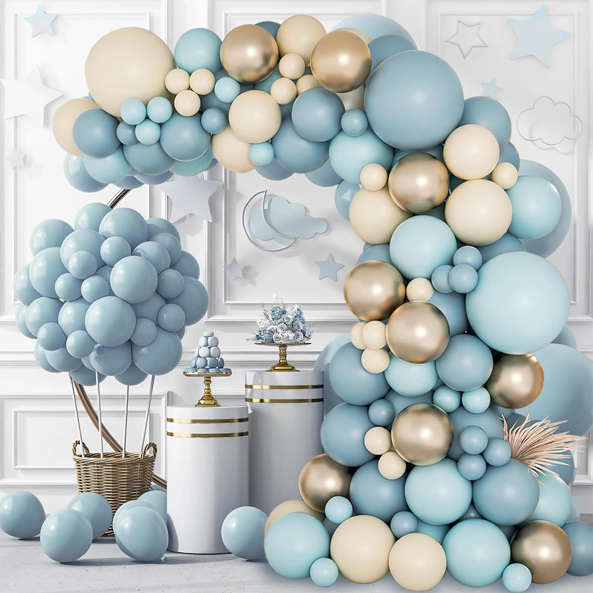 Macaron Blue Balloon Garland Arch Kit Happy Birthday Party Decoration Kids Boy Baby Shower Ballons Wedding Party Supplies