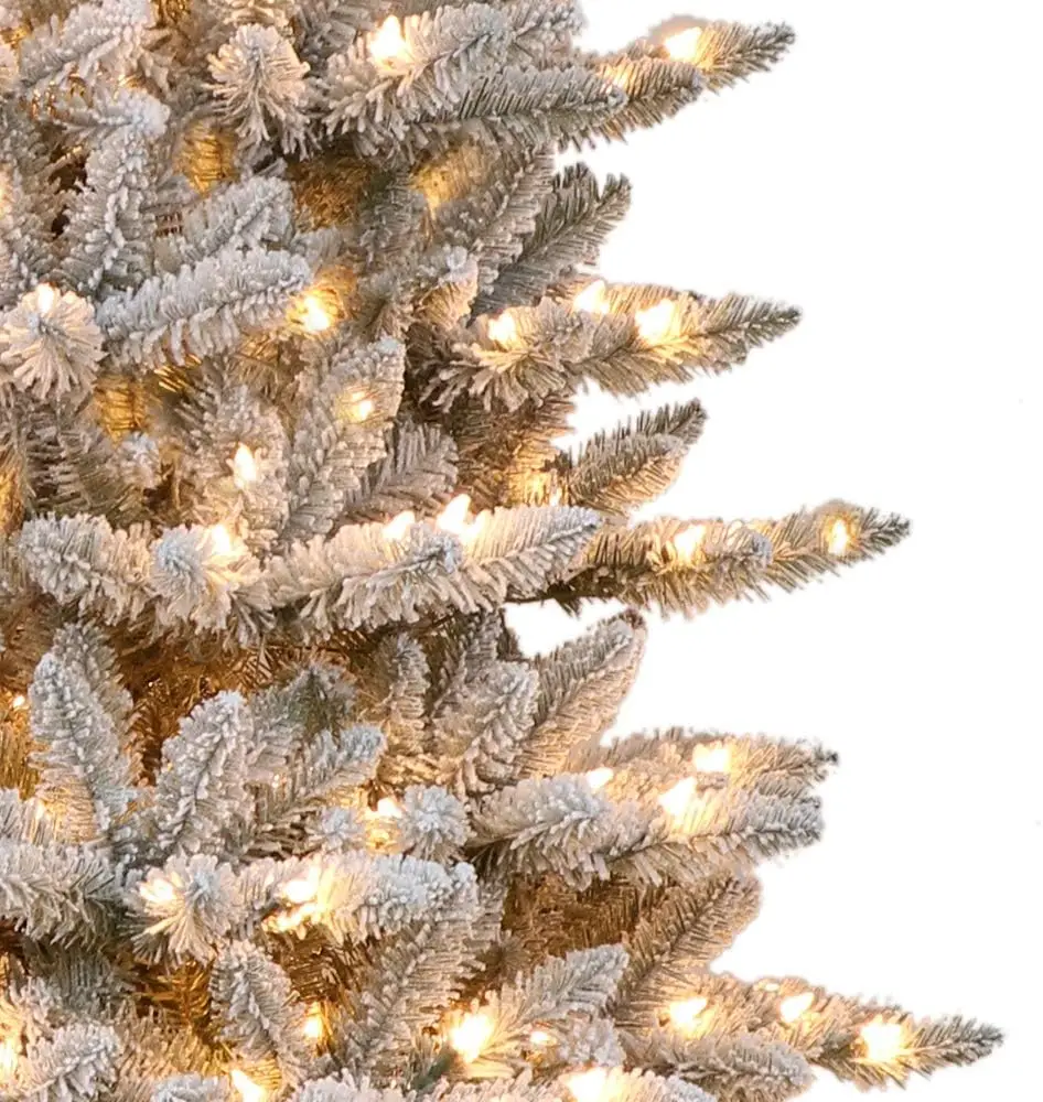 7.5 Foot Slim Flocked Fraser Fir Artificial Christmas Tree with 500 UL Listed Clear Lights