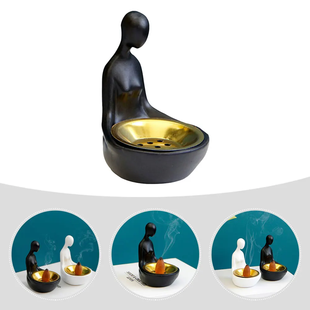 

Abstract Figure Incense Burner Small Censer Holder Retro Resin Burning Furnace Portable Lightweight Home Decor Study Bedroom