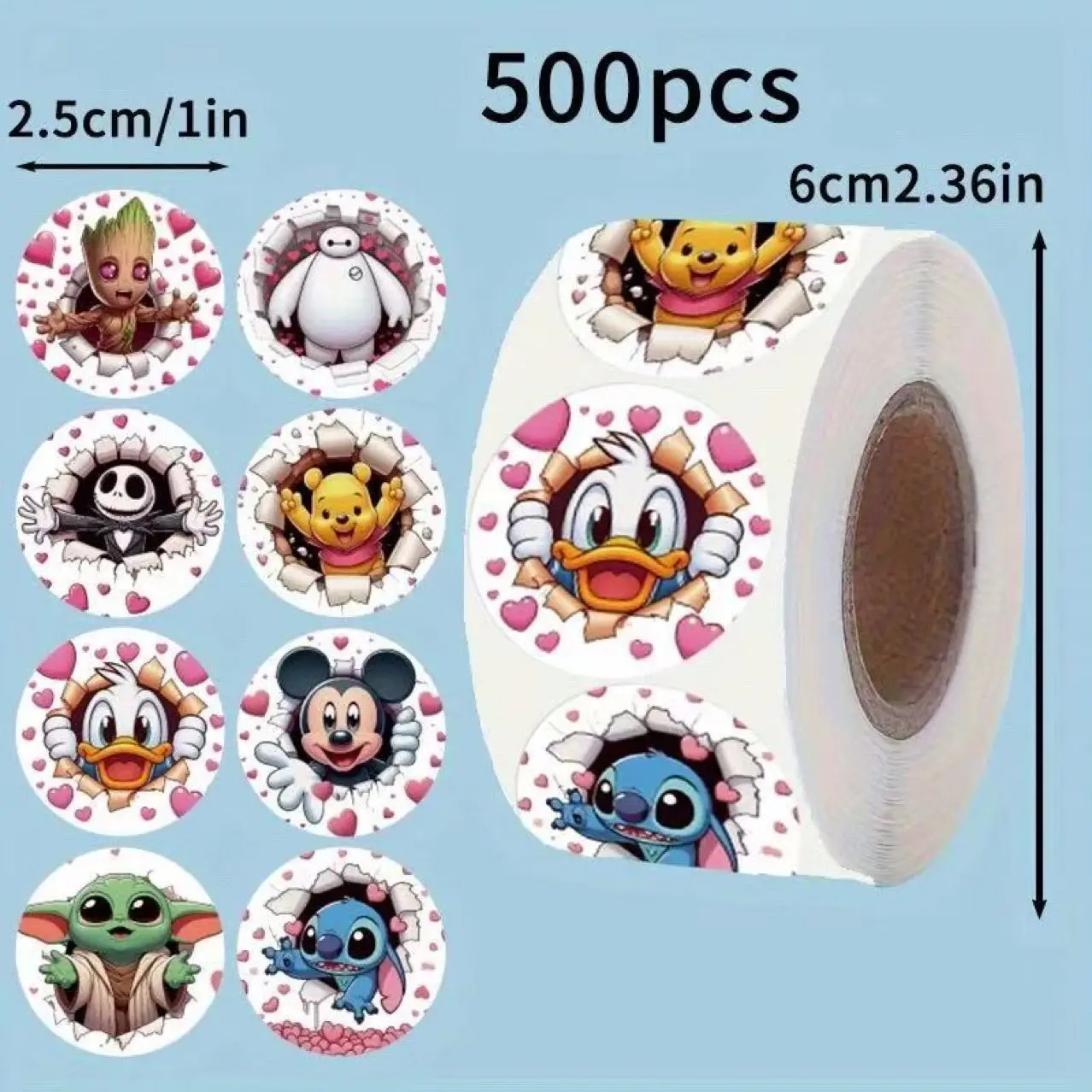 500 Pcs Disney Anime Stitch Stickers Cute Cartoon Characters Big Collection Decals Toy Stationery Phone Laptop Graffiti Kids